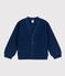 Cardigan en côte anglaises en coton enfant fille bleu INCOGNITO
