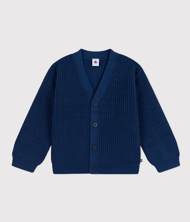 Cardigan en c&ocirc;te anglaises en coton enfant fille bleu