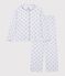 Pyjama boutonn&eacute; femme en coton imprim&eacute; &agrave; rayures et c&oelig;urs blanc/multicouleur