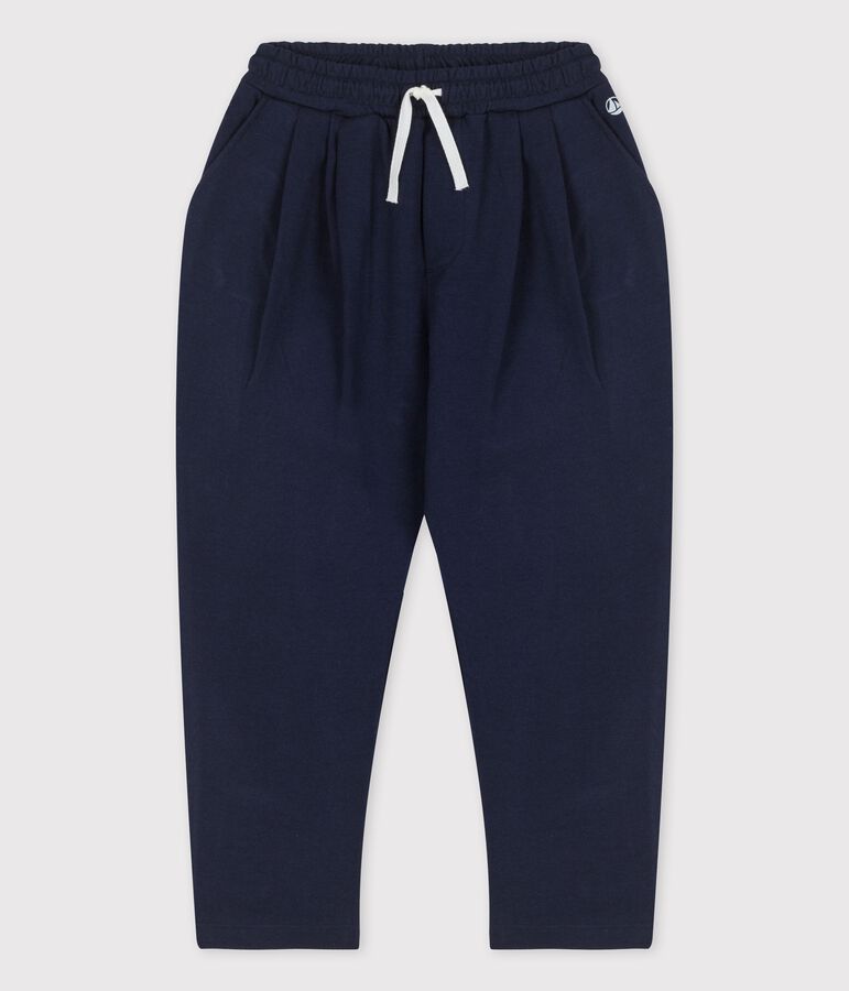 Pantalon confortable en coton enfant gar&ccedil;on bleu SMOKING