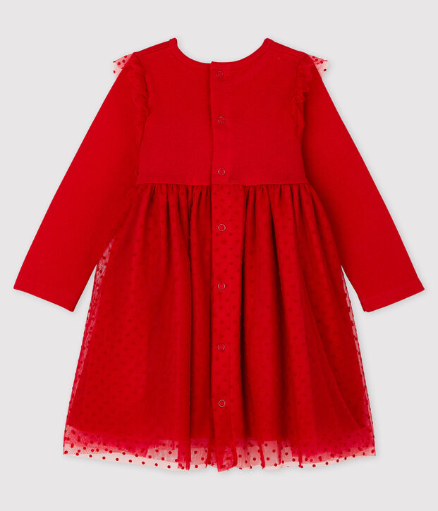 Robe manches longues b&eacute;b&eacute; fille rouge