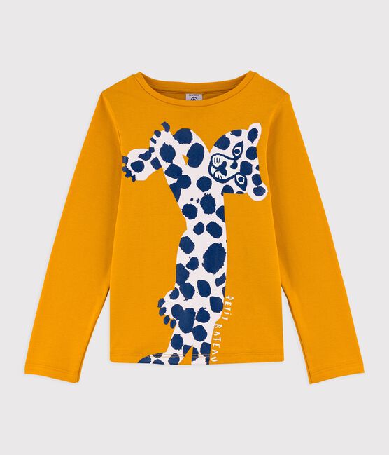 Tee-shirt manches longues en coton enfant fille jaune BOUDOR