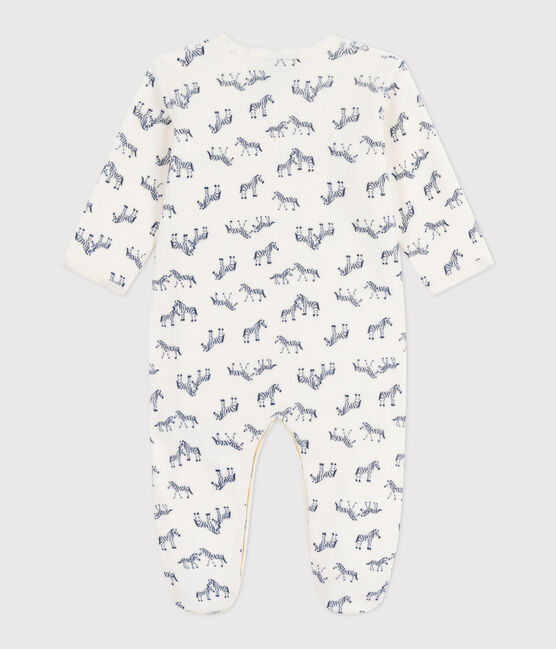 Pyjama bébé en velours imprimé zèbre bleu MILK/ SOIR
