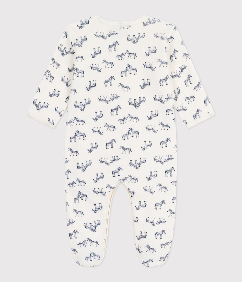 Pyjama b&eacute;b&eacute; en velours imprim&eacute; z&egrave;bre bleu MILK/ SOIR