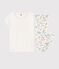 Pyjama fleurs printanières fille- femme en coton blanc MARSHMALLOW/blanc MULTICO