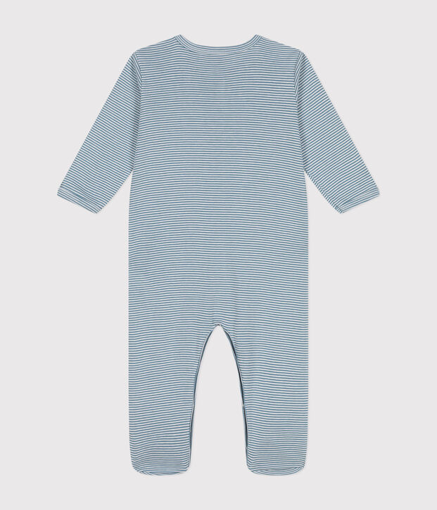 Pyjama imprim&eacute; en coton b&eacute;b&eacute; bleu/blanc