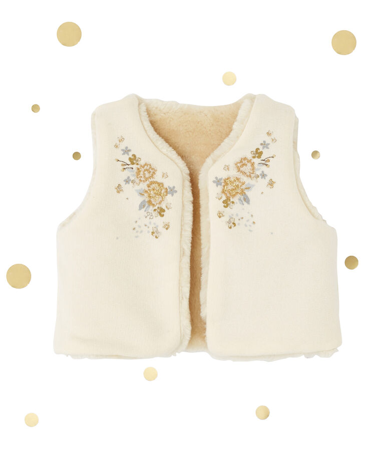 Gilet sans manches b&eacute;b&eacute; fille r&eacute;versible blanc