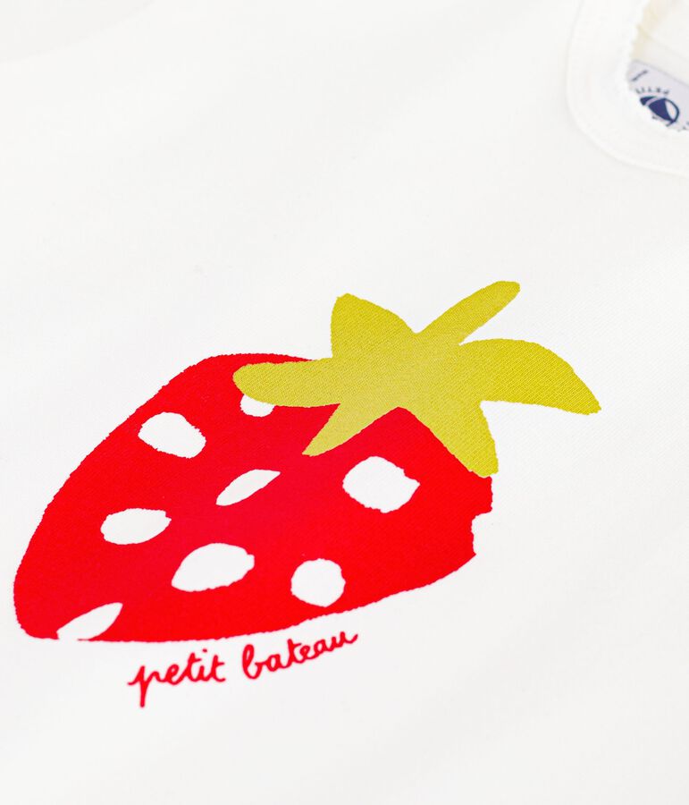 Tee-shirt b&eacute;b&eacute; en coton &agrave; manches courtes &agrave; motif blanc MARSHMALLOW