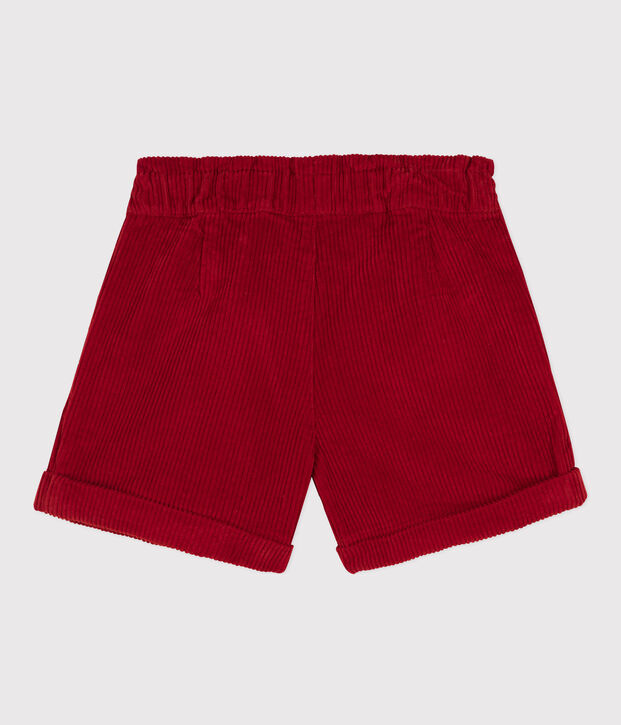Short en velours c&ocirc;tel&eacute; enfant fille rouge