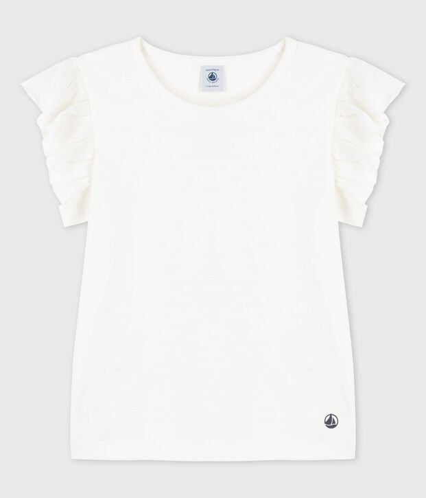 T-shirt manches courtes en coton enfant fille blanc