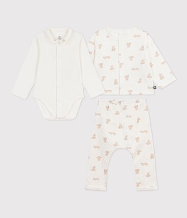 Ensemble long 3 pièces bébé en coton, imprimé oursons