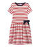 Robe fille rayée blanc MARSHMALLOW/rouge TERKUIT