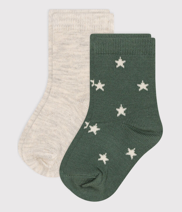 2 paires de chaussettes en coton &eacute;toiles b&eacute;b&eacute; multicouleur