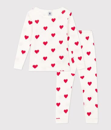 Pyjama ajusté coeurs en coton petite fille