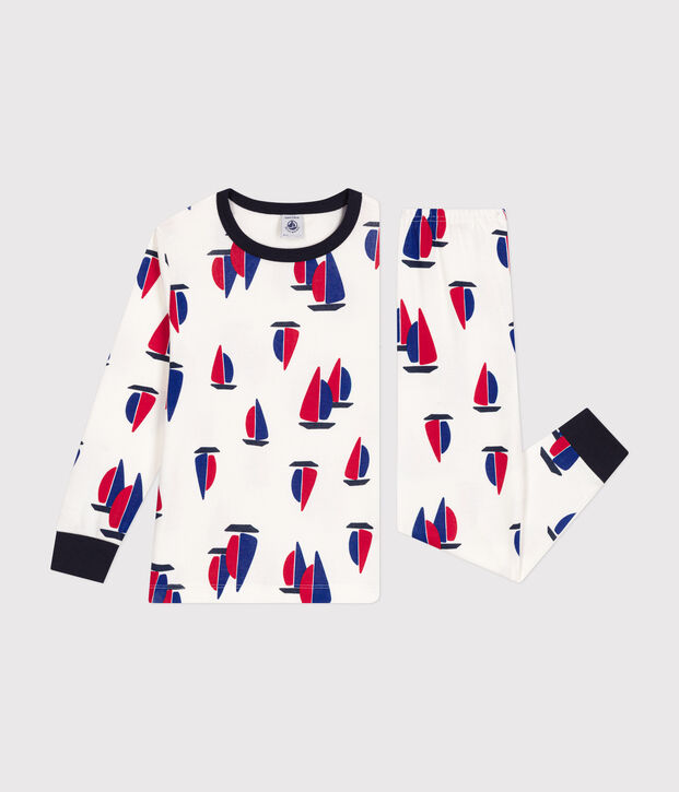 Pyjama en coton imprim&eacute; &agrave; motif bateaux enfant blanc/multicouleur