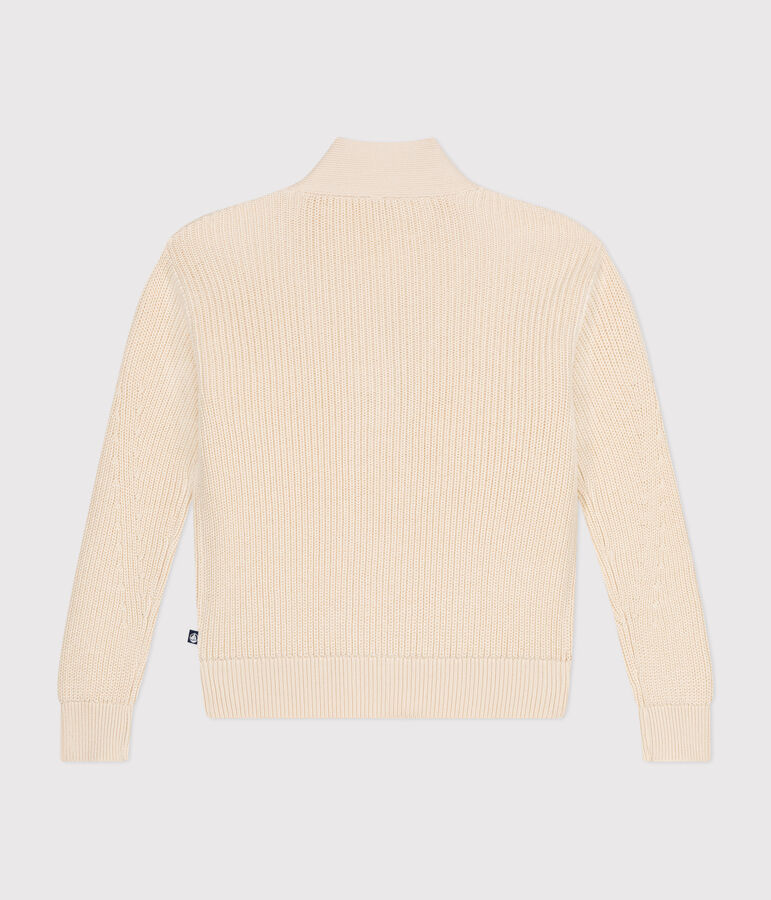 Cardigan en c&ocirc;te anglaise en coton femme &eacute;cru AVALANCHE