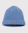Bonnet b&eacute;b&eacute; en tricot doubl&eacute; en polaire bleu