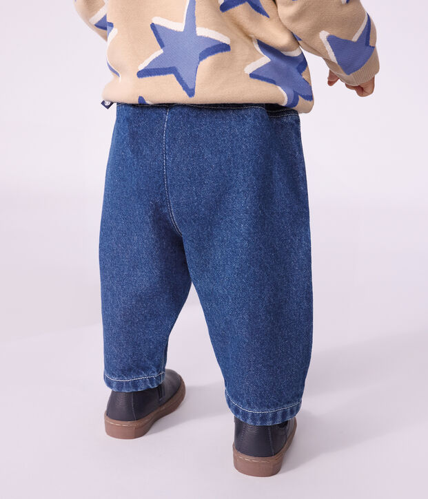 Pantalon b&eacute;b&eacute; en denim uni bleu