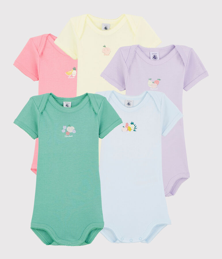 Lot de 5 bodies manches courtes fruit&eacute;s b&eacute;b&eacute; fille multicouleur
