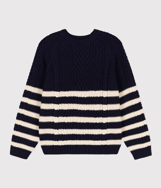 Pull irlandais à rayures en coton Femme bleu SMOKING/ AVALANCHE