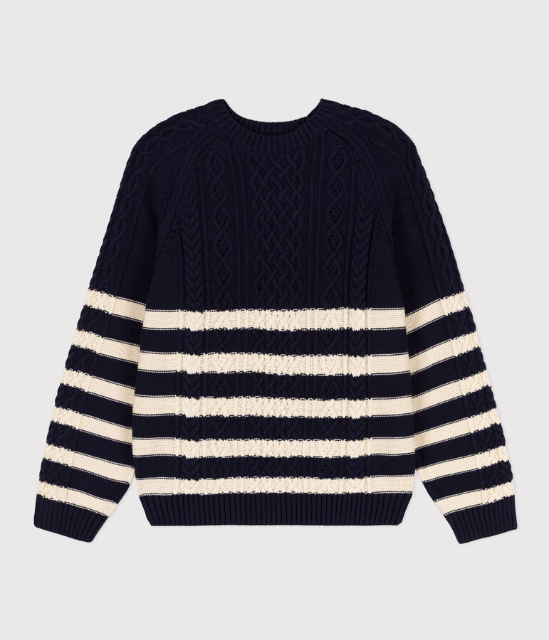 Pull irlandais &agrave; rayures en coton Femme bleu SMOKING/ AVALANCHE