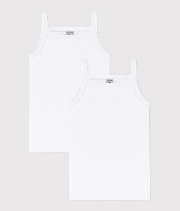 Lot de 2 chemises &agrave; bretelles blanches petite fille multicouleur