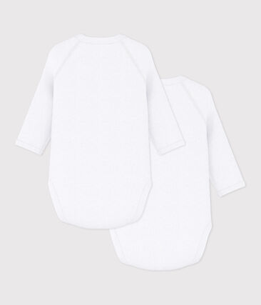 Lot de 2 bodies croisés manches longues en coton unis bébé (Petit Bateau) - Image 1