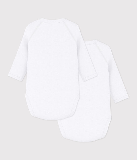 Lot de 2 bodies croisés manches longues en coton unis bébé  variante 1