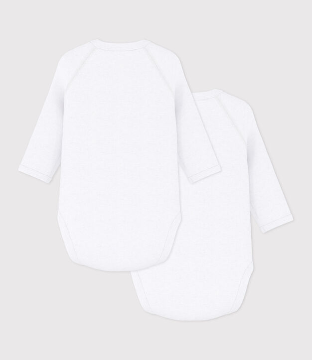 Lot de bodies crois&eacute;s manches longues b&eacute;b&eacute; en coton uni multicouleur