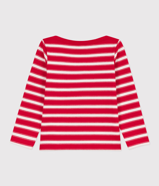 Marinière en coton épais enfant fille / garçon rouge PEPS/blanc MARSHMALLOW