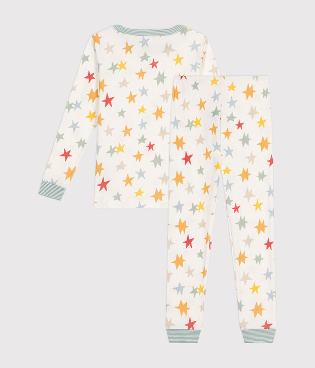 Pyjama ajust&eacute; en coton imprim&eacute; &agrave; &eacute;toiles enfant blanc/multicouleur