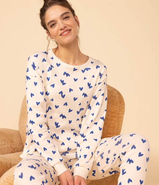 Pyjama cœur en coton femme blanc AVALANCHE/ MULTICO