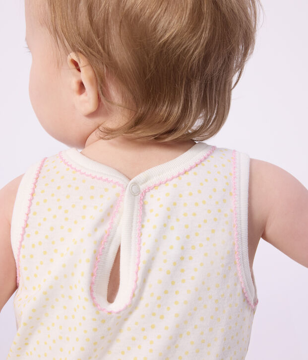 Combinaison courte sans manches b&eacute;b&eacute; en coton jaune/jaune