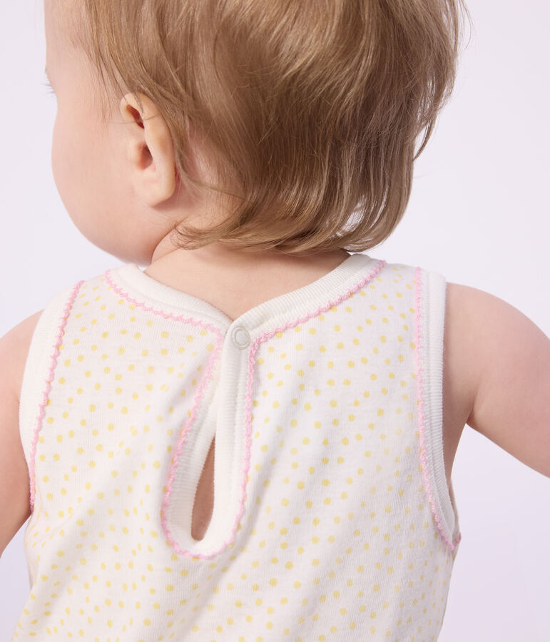 Combinaison courte sans manches b&eacute;b&eacute; en coton jaune/jaune
