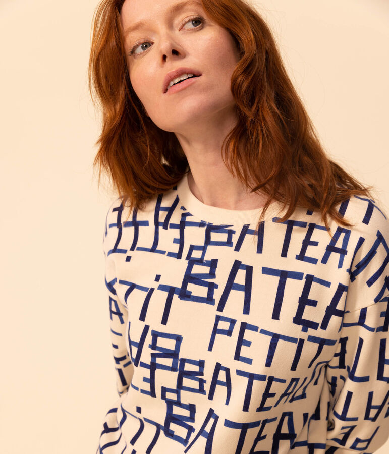 Sweatshirt en molleton Femme &eacute;cru/multicouleur