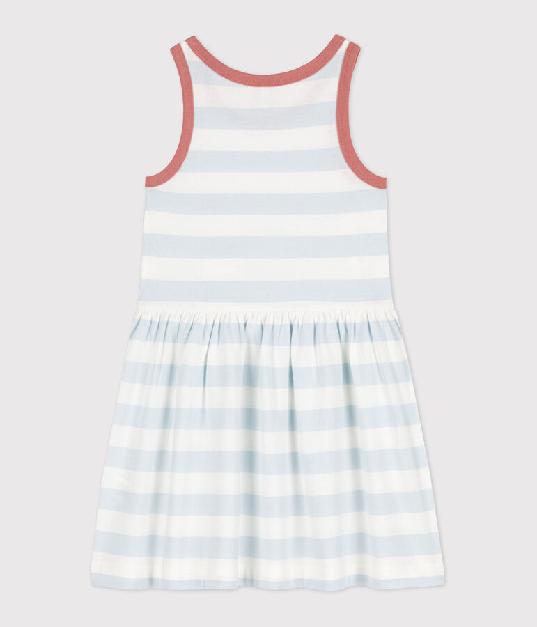 Robe ray&eacute;e sans manche en coton enfant fille PLEINAIR/ MARSHMALLOW