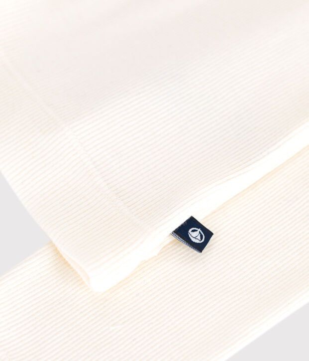 Tee-shirt femme l'iconique en laine et coton manches longues blanc cass&eacute;