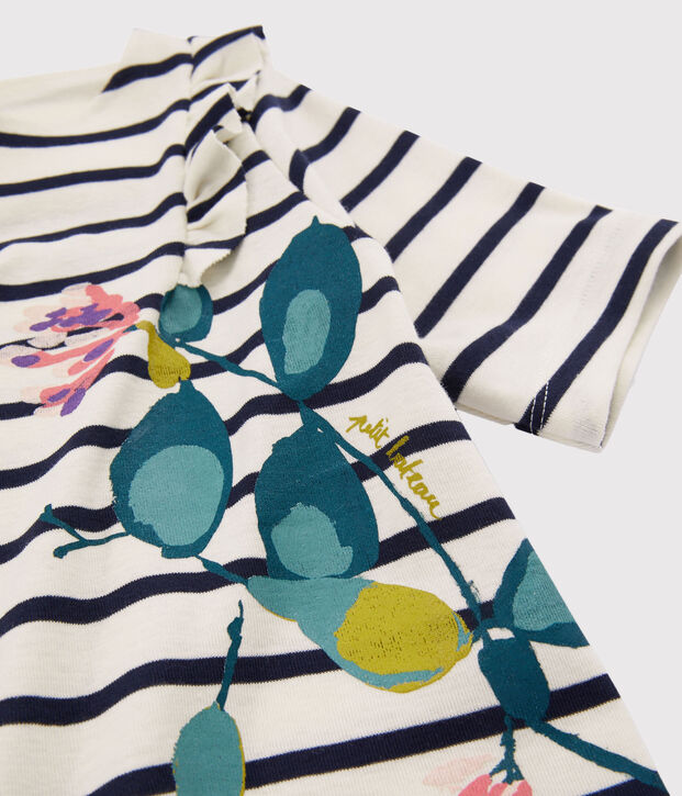 Tee-shirt enfant fille blanc/bleu
