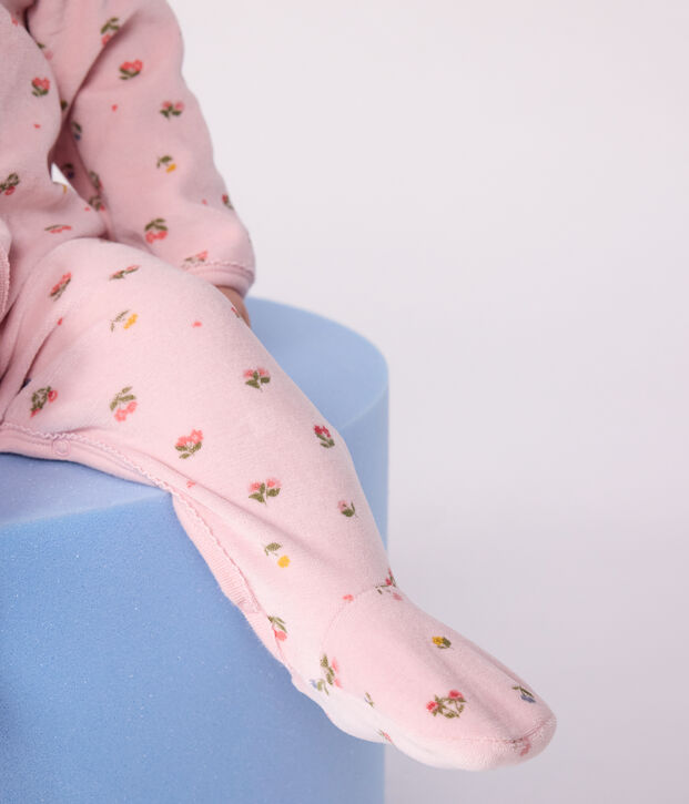 Pyjama b&eacute;b&eacute; en velours imprim&eacute; fleuri rose/multicouleur