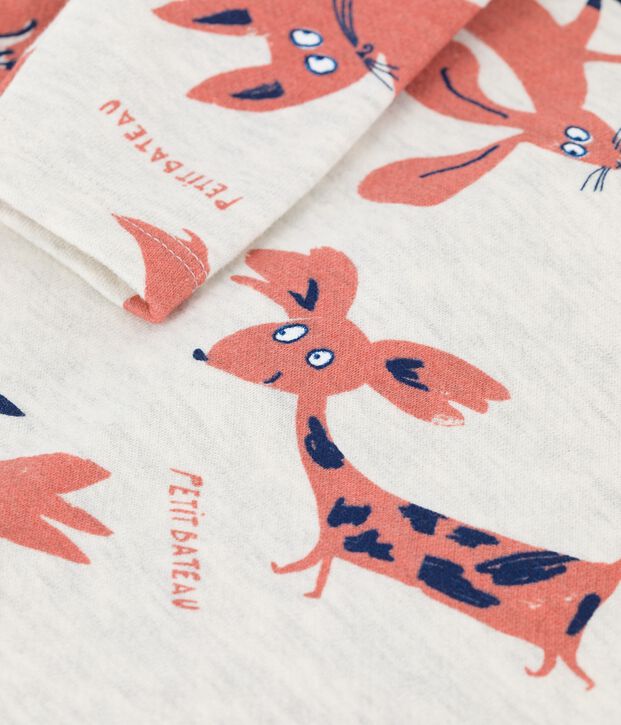 Combinaison imprim&eacute;e animaux en molleton b&eacute;b&eacute; beige/multicouleur