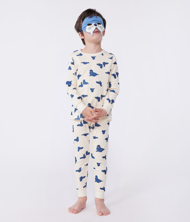 Pyjama d&eacute;guisement enfant en coton imprim&eacute; morses &eacute;cru/multicouleur