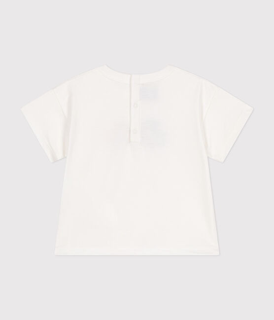 Tee-shirt manches courtes en jersey fin bébé blanc MARSHMALLOW
