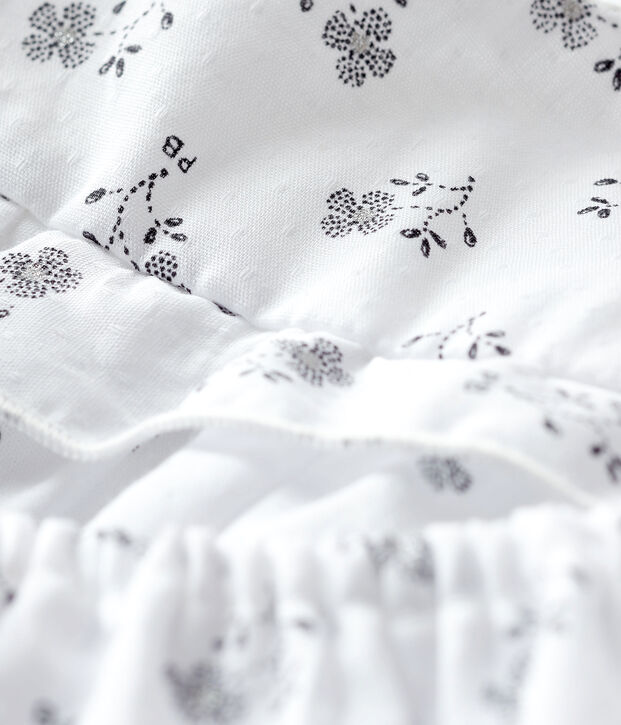 Robe avec bloomer &agrave; imprim&eacute; fleurs b&eacute;b&eacute; fille en popeline blanc/multicouleur