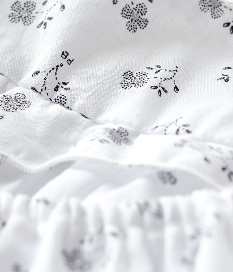 Robe avec bloomer &agrave; imprim&eacute; fleurs b&eacute;b&eacute; fille en popeline blanc MARSHMALLOW/blanc MULTICO