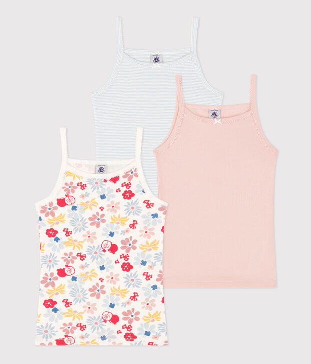 Lot de 3 chemises &agrave; bretelles fleur en coton enfant multicouleur
