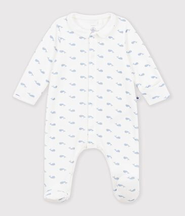 Pyjama bébé en velours avec col imprimé baleine