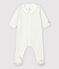 Dors-bien à col à petites étoiles bébé en coton biologique blanc MARSHMALLOW/gris TEMPETE