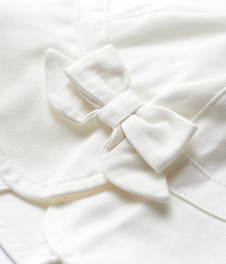 Capeline &agrave; n&oelig;ud en twill uni b&eacute;b&eacute; fille blanc MARSHMALLOW