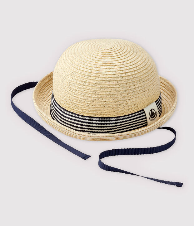 Chapeau rond en paille b&eacute;b&eacute; gar&ccedil;on rose