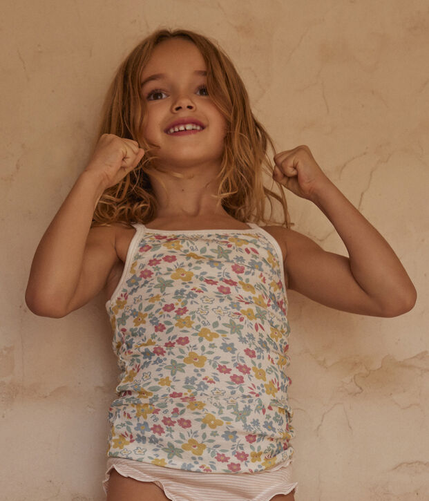 Lot de 2 chemises &agrave; bretelles fleurs en coton petite fille multicouleur